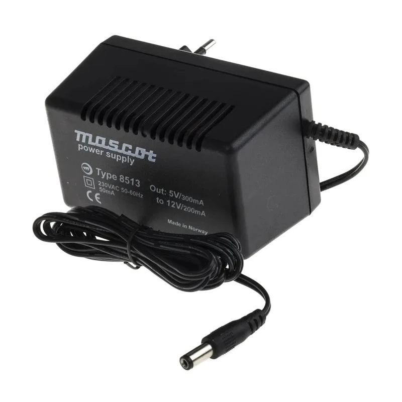 Mascot AC/DC Adapter Type C 230V AC Input 5-12 V DC Stepless Adjustable Output 300 mA 8513-5/12