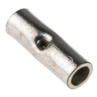 RS PRO CS Butt Wire Splice Connector, Uninsulated Tin-Plated Copper, 19mm Length, 4mm Diameter, 6mm² Maximum Wire 119-182