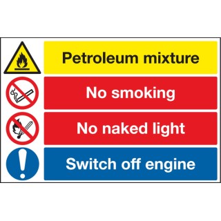 RS PRO Hazard Warning Sign Petroleum Mixture No Smoking No Naked Light Switch Off Engine 370mm x 630mm 219-8294