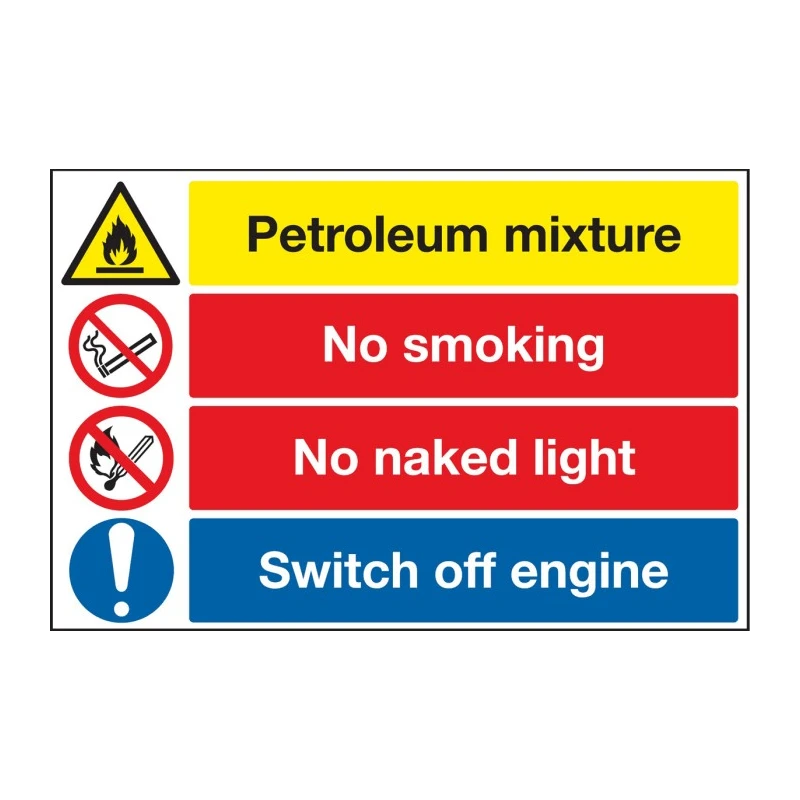 RS PRO Hazard Warning Sign Petroleum Mixture No Smoking No Naked Light Switch Off Engine 370mm x 630mm 219-8294