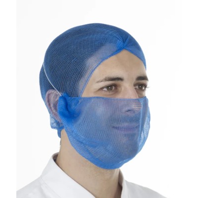 Hairtite Blue Disposable Polypropylene Beard Mask for Food and Industrial Applications XL WBRDK/C21SB