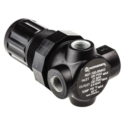 Norgren Pneumatic Regulator, G 1/8 Outlet Size, 0.3 to 7 bar Pressure Range, Max Input 20 bar, 65°C Max R07-100-RNKG