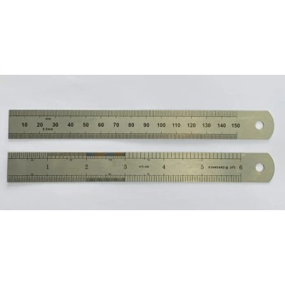 RS PRO 150 mm Steel Ruler Imperial, Metric Polished Stainless Steel 19mm Width 219-7001