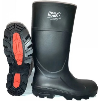 Pollyboot Black Steel Toe Capped Unisex Safety Boots Size UK 12 202-47
