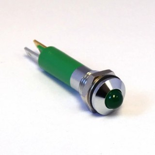CML Innovative Technologies LED Prominent Panel Indicator, Green, 8 mm Mount Hole, Tab Termination, IP67, 24V 19040351