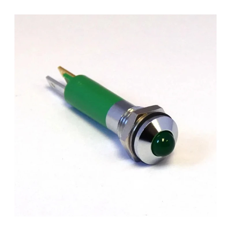 CML Innovative Technologies LED Prominent Panel Indicator, Green, 8 mm Mount Hole, Tab Termination, IP67, 24V 19040351