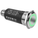 EAO Illuminated Push Button SPDT, Latching, Panel Mount, 22 mm Cutout, Green LED, IP65 IP67, 35 V dc, Model 82-6657.2134