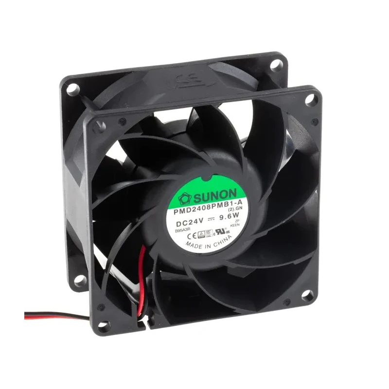Sunon PMD Series High Pressure 24V DC Axial Fan 143 m³/h Air Flow 9.6 W Power 400 mA Current 80x80x38 mm PMD2408PMB1-A(2).GN