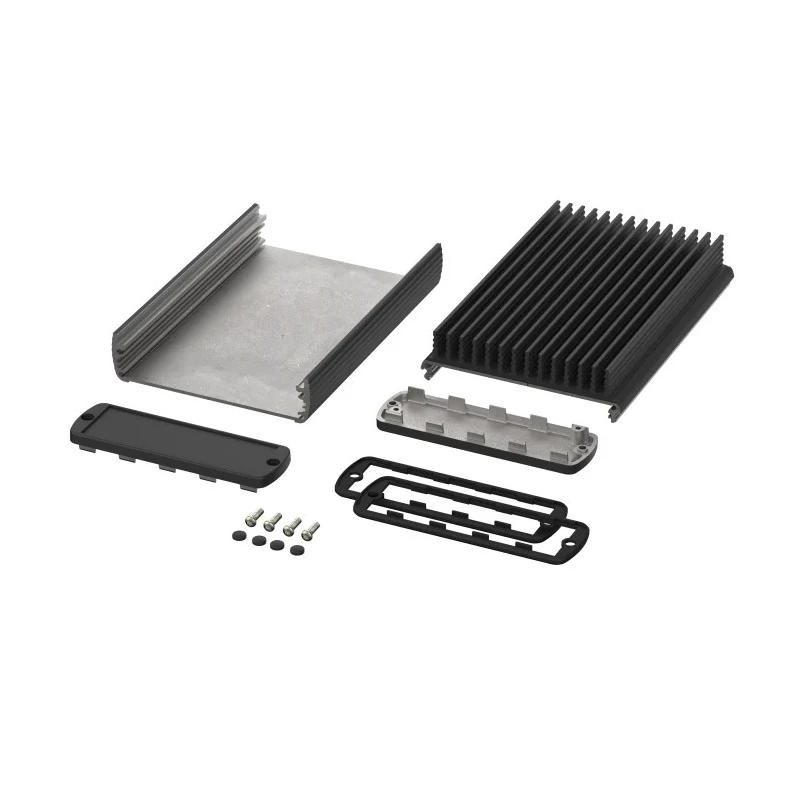 Bopla Aluminium General Purpose Enclosure Alubos Series Black Black Lid IP65 32mm x 106mm x 84510150.HMT1 ABPH 1000-0150 K