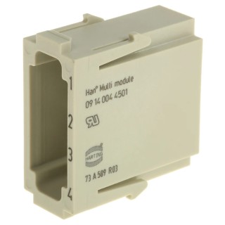 HARTING Heavy Duty Power Connector Module 1.5A HAN Modular Series Male 4 Contacts 50V 09140044501