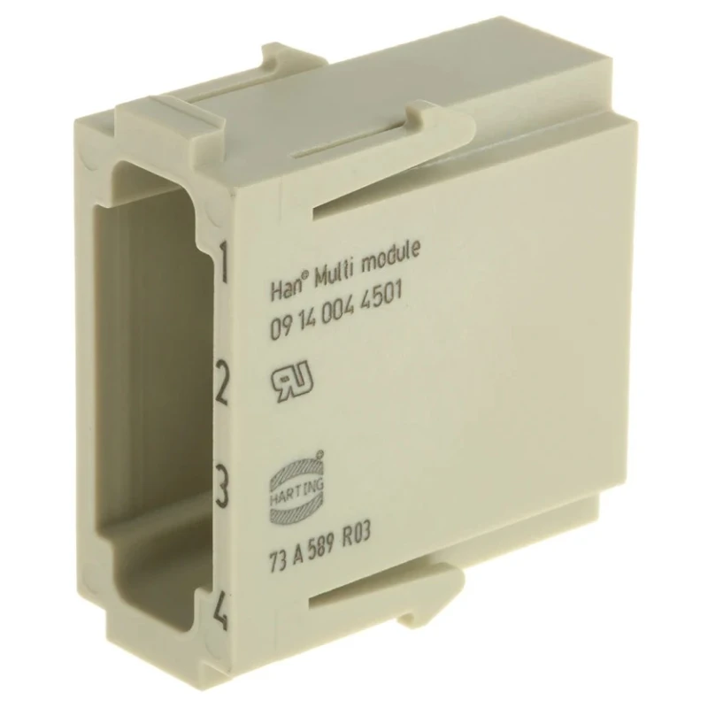 HARTING Heavy Duty Power Connector Module 1.5A HAN Modular Series Male 4 Contacts 50V 09140044501