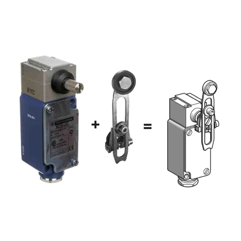 Telemecanique Sensors XC2J Series Roller Lever Limit Switch, 1 CO Contact, IP65/IP657, Metal Housing, 500V XC2J