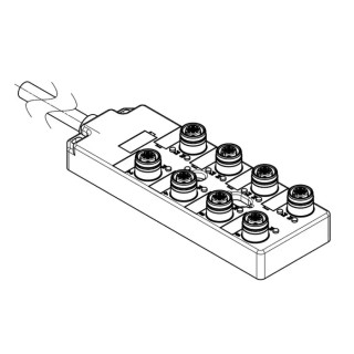 Brad from Molex 120119 Series Sensor Box, 8 Port, 15 m Cable Length, IP67, Polybutylene Terephthalate Housing 1202510030