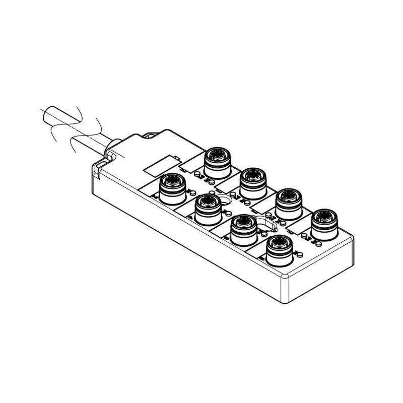 Brad from Molex 120119 Series Sensor Box, 8 Port, 15 m Cable Length, IP67, Polybutylene Terephthalate Housing 1202510030
