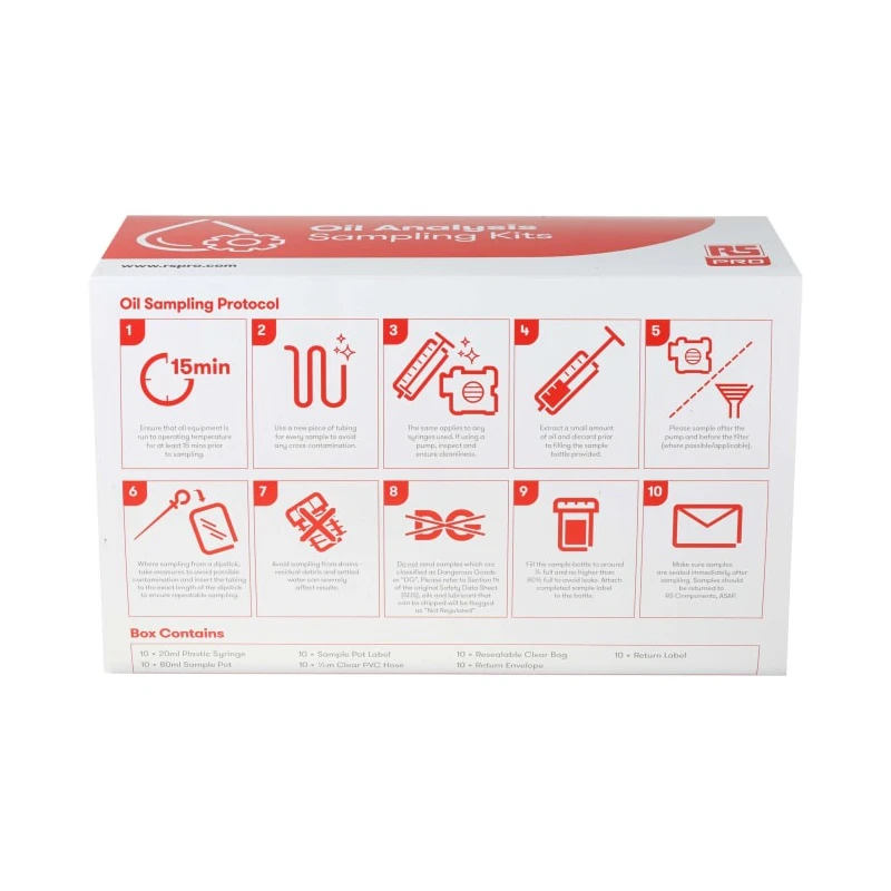RS PRO 10 Units Oil Test Kit and Box Analysis Service for Automotive Industrial Machinery Manufacturing Marine 221-4799