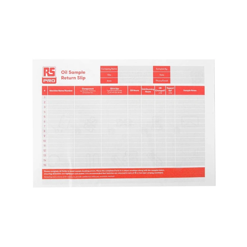 RS PRO 10 Units Oil Test Kit and Box Analysis Service for Automotive Industrial Machinery Manufacturing Marine 221-4799