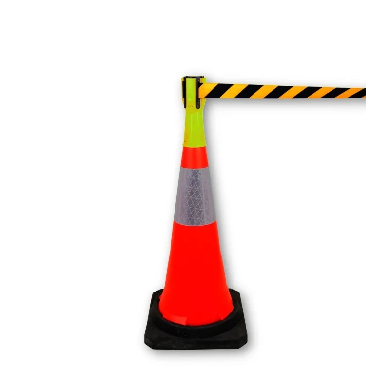 RS PRO Yellow Safety Barrier Retractable Cone Top Barrier 3 m Cloth Tape ABS 221-7867