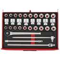 Teng Tools 32-Piece 3/4 in Drive Regular Socket Set TTESK32, Metric Sizes 19 to 50 mm, Square Drive, 72 Teeth Ratchet