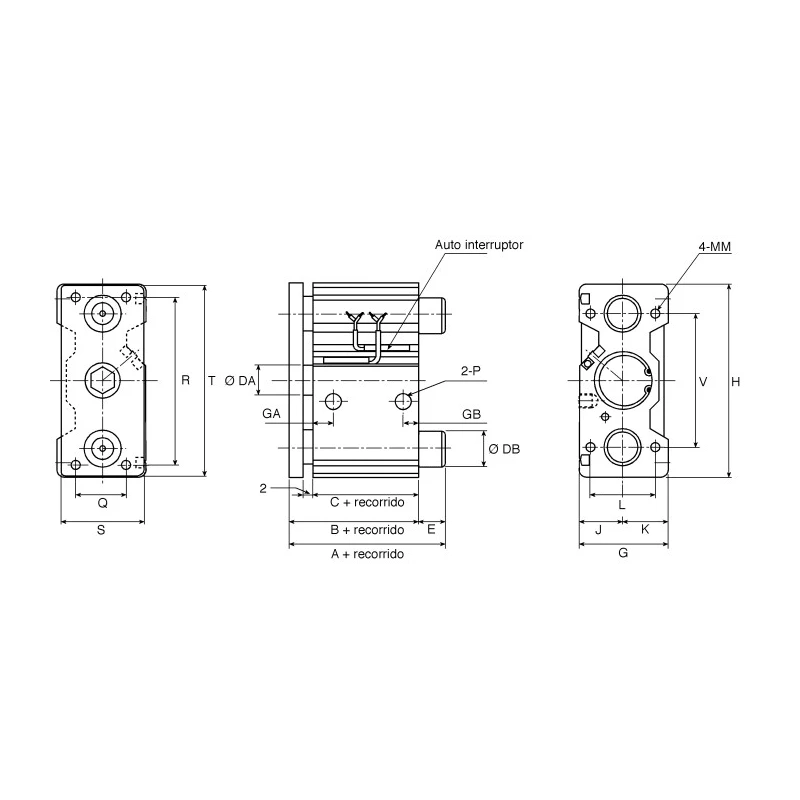 SMC Pneumatic Guided Cylinder 32mm Bore MGQ Series Double Acting, 50 mm Stroke MGQM32-50