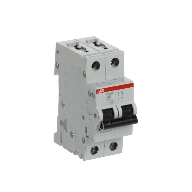 ABB System Pro M Compact S200M Miniature Circuit Breaker, 2-Pole, 63A, Type B, 440V AC, 125V DC 2CDS272001R0635 S202M-B63