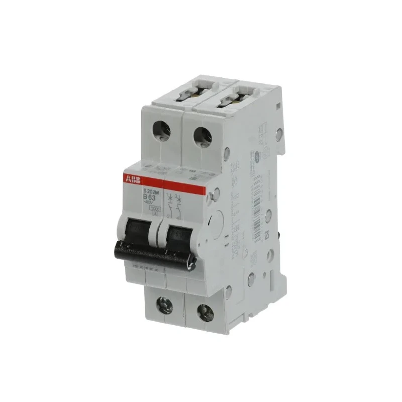ABB System Pro M Compact S200M Miniature Circuit Breaker, 2-Pole, 63A, Type B, 440V AC, 125V DC 2CDS272001R0635 S202M-B63