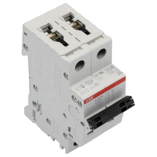 ABB System Pro M Compact Miniature Circuit Breaker 2 Poles 25A Type C 440V AC 125V DC 10 kA 2CDS272001R0254 S202M-C25