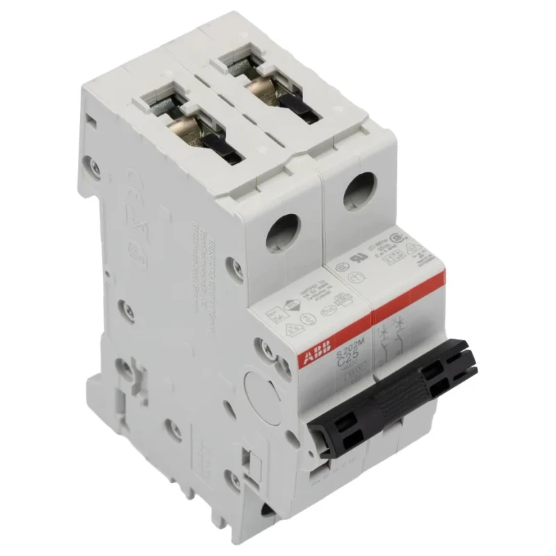 ABB System Pro M Compact Miniature Circuit Breaker 2 Poles 25A Type C 440V AC 125V DC 10 kA 2CDS272001R0254 S202M-C25
