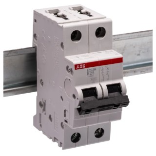 ABB System Pro M Compact Miniature Circuit Breaker 2-Pole 25A Type B 440V AC 125V DC 10 kA 2CDS272001R0255 S202M-B25