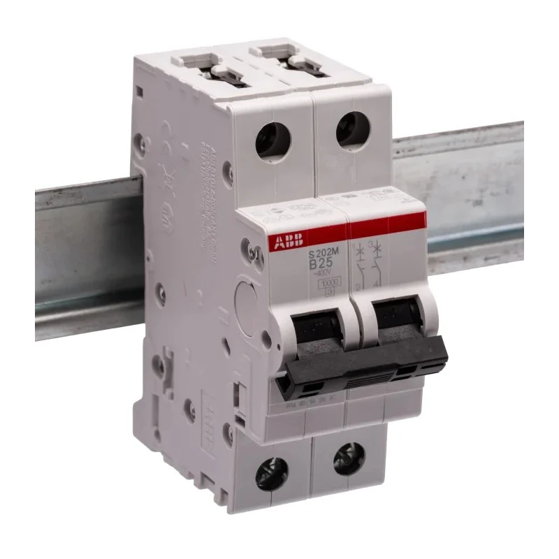 ABB System Pro M Compact Miniature Circuit Breaker 2-Pole 25A Type B 440V AC 125V DC 10 kA 2CDS272001R0255 S202M-B25