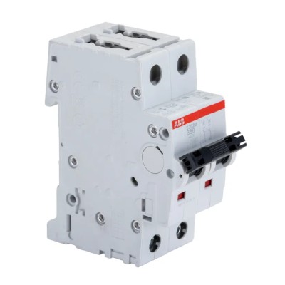 ABB System Pro M Compact S200M Miniature Circuit Breaker, 2-Pole, 50A, Type B, 440V AC, 125V DC 2CDS272001R0505 S202M-B50