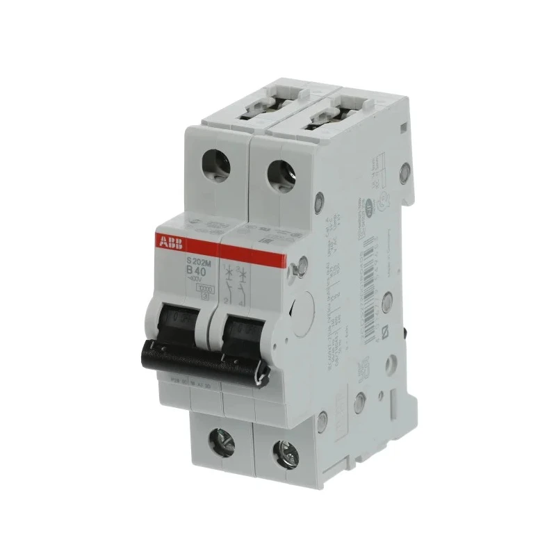 ABB System Pro M Compact S200M Miniature Circuit Breaker, 2-Pole, 40A, Type B, 440V AC, 125V DC 2CDS272001R0405 S202M-B40