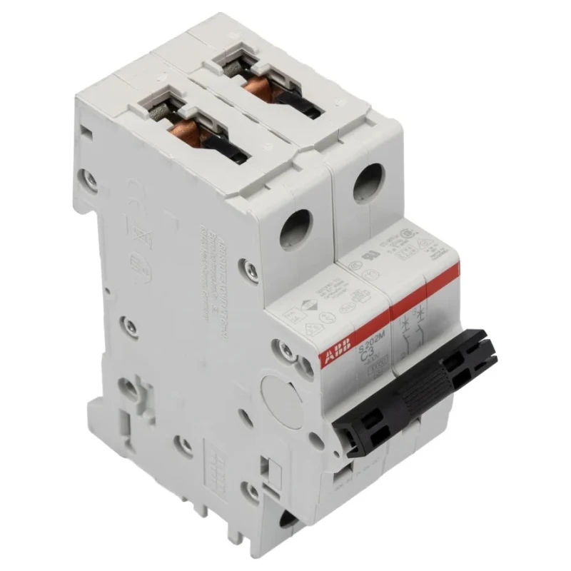 ABB System Pro M Compact S200M Miniature Circuit Breaker 2-Pole 3A Type C 440V AC 125V DC 10 kA 2CDS272001R0034 S202M-C3