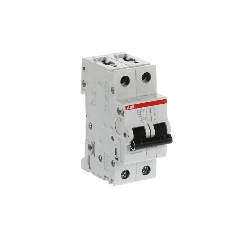 ABB System Pro M Compact S200M Miniature Circuit Breaker 2-Pole 3A Type C 440V AC 125V DC 10 kA 2CDS272001R0034 S202M-C3