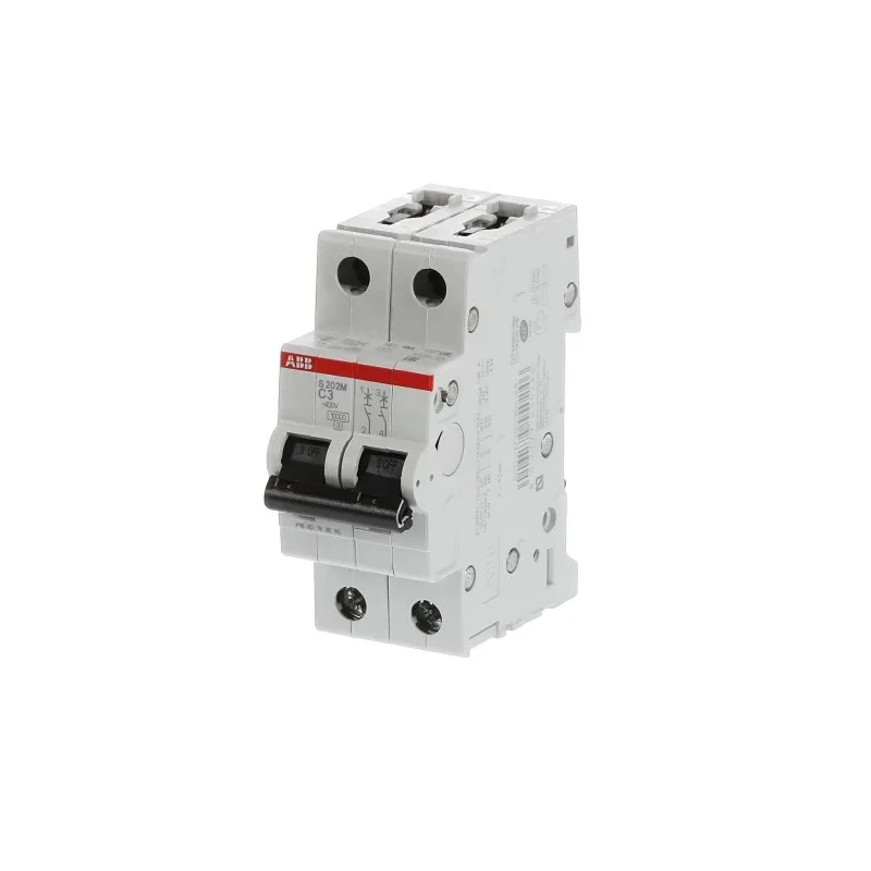 ABB System Pro M Compact S200M Miniature Circuit Breaker 2-Pole 3A Type C 440V AC 125V DC 10 kA 2CDS272001R0034 S202M-C3