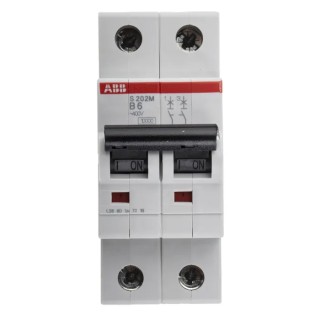 ABB System Pro M Compact S200M Miniature Circuit Breaker, 2-Pole, 6A, Type B, 440V AC, 125V DC 2CDS272001R0065 S202M-B6