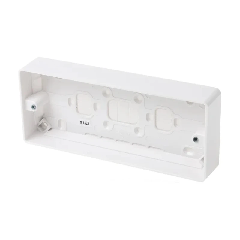 MK Electric Logic Plus White Gloss Moulded Back Box Surface Flush Mount 3 Gangs 87mm x 87mm x 30mm K2153 WHI