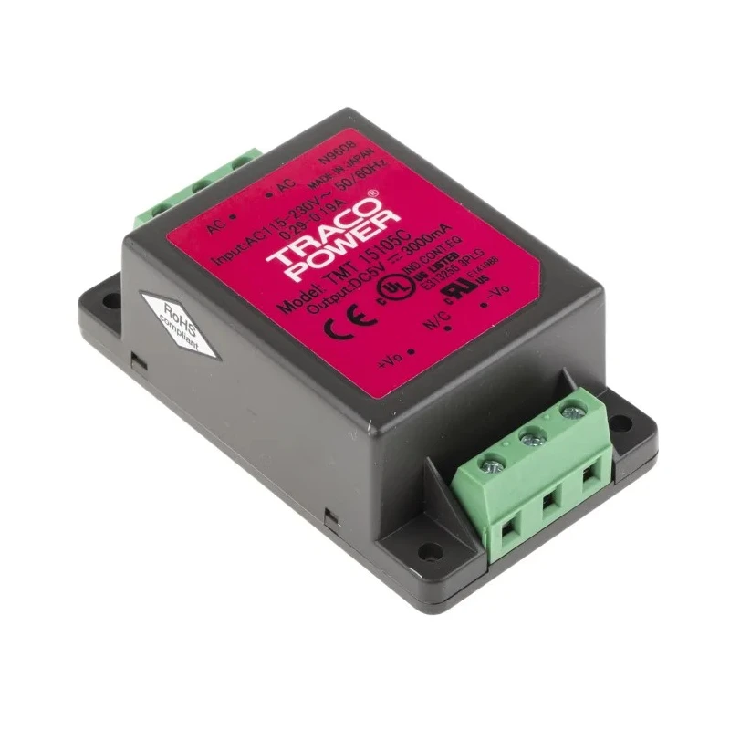 TRACOPOWER 15W 5V DC Single Output Chassis Mount Switching Power Supply TMT 15105C