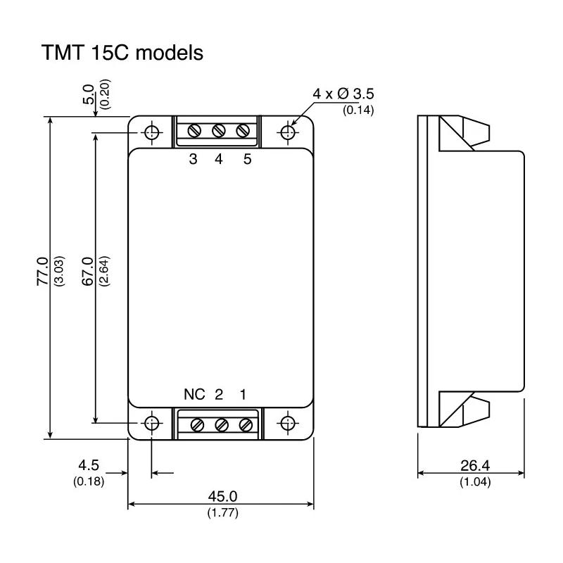 TRACOPOWER 15W 5V DC Single Output Chassis Mount Switching Power Supply TMT 15105C