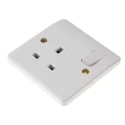 MK Electric 13A White 1 Gang Plug Socket Logic Plus Indoor Type G British K2757 WHI
