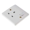 MK Electric 13A White 1 Gang Plug Socket Logic Plus Indoor Type G British K2757 WHI
