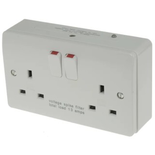 MK Electric 13A White 2 Gang Flush Mount Plug Socket Logic Plus Type G K1816 WHI