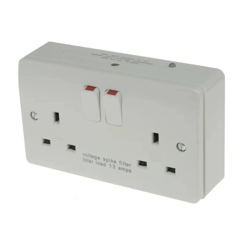 MK Electric 13A White 2 Gang Flush Mount Plug Socket Logic Plus Type G K1816 WHI