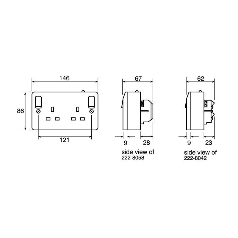 MK Electric 13A White 2 Gang Flush Mount Plug Socket Logic Plus Type G K1816 WHI