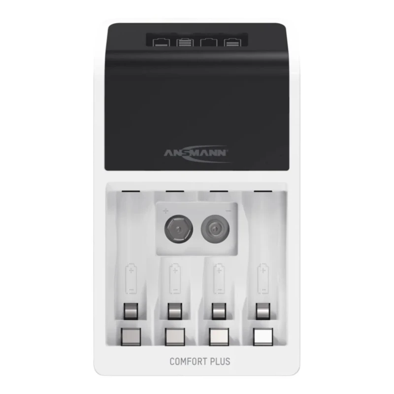 Ansmann Battery Charger for NiMH 1.2V, 8.4V, 9V Batteries 650mA Output Current UK Plug 4 Slots 1001-0094-44-520