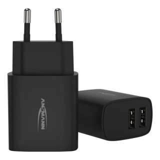 Ansmann 2 Output USB Linear Power Supply AC/DC Adapter EU Plug 5V DC Output 12W 2.4A 1001-0106-520