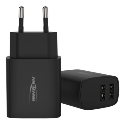 Ansmann 2 Output USB Linear Power Supply AC/DC Adapter EU Plug 5V DC Output 12W 2.4A 1001-0106-520