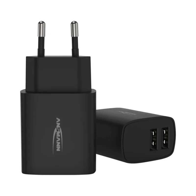 Ansmann 2 Output USB Linear Power Supply AC/DC Adapter EU Plug 5V DC Output 12W 2.4A 1001-0106-520