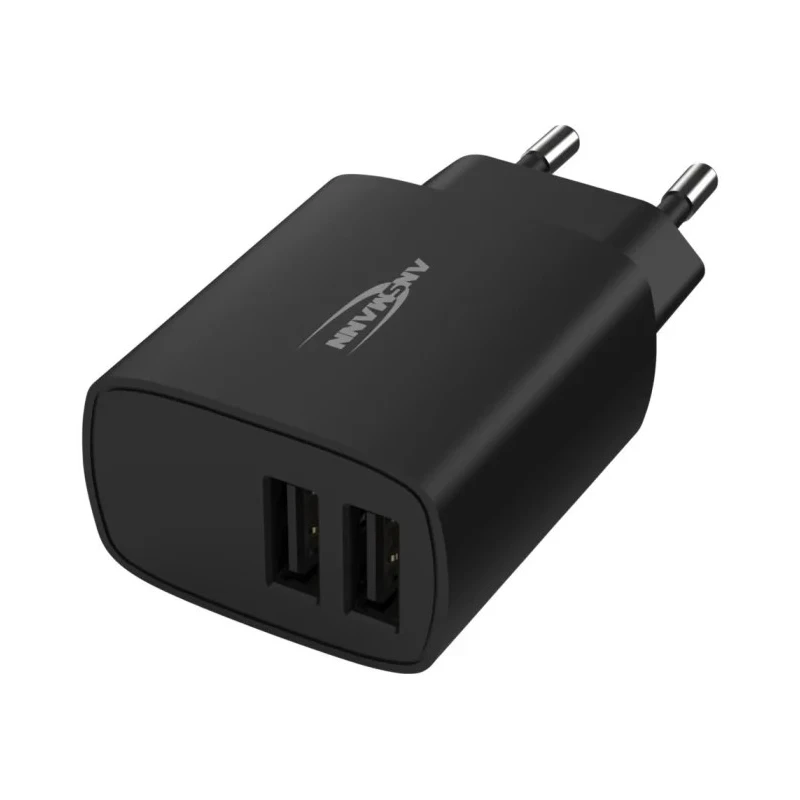 Ansmann 2 Output USB Linear Power Supply AC/DC Adapter EU Plug 5V DC Output 12W 2.4A 1001-0106-520
