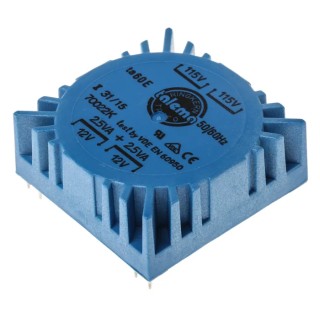 Nuvotem Talema 230 V ac 2 x 12 V ac Toroidal Transformer 2 Output 5 VA 70022K