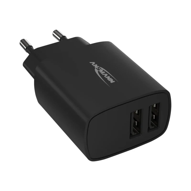 Ansmann 2 Output USB Linear Power Supply AC/DC Adapter EU Plug 5V DC Output 12W 2.4A 1001-0106-520